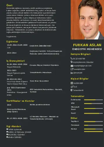 Endüstri Mühendisi CV Örnekleri cv indir
